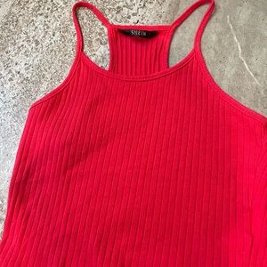 Red ribbed Shein shirt